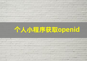 个人小程序获取openid