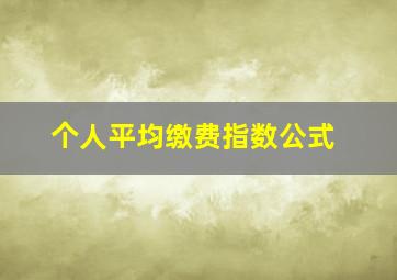 个人平均缴费指数公式