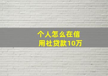 个人怎么在信用社贷款10万