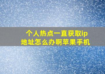 个人热点一直获取ip地址怎么办啊苹果手机