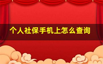 个人社保手机上怎么查询