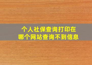 个人社保查询打印在哪个网站查询不到信息