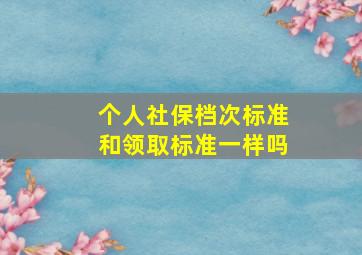 个人社保档次标准和领取标准一样吗