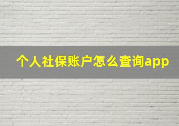 个人社保账户怎么查询app