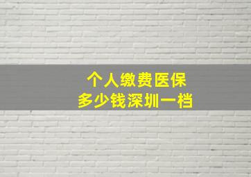 个人缴费医保多少钱深圳一档