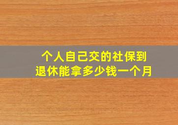 个人自己交的社保到退休能拿多少钱一个月