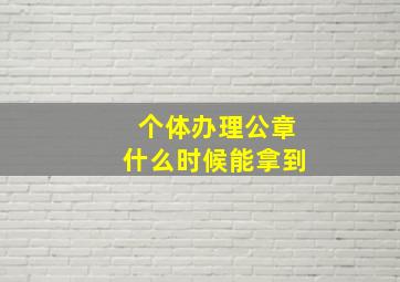 个体办理公章什么时候能拿到