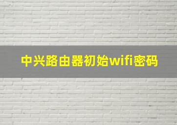 中兴路由器初始wifi密码