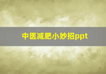 中医减肥小妙招ppt