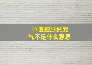 中医把脉说我气不足什么意思