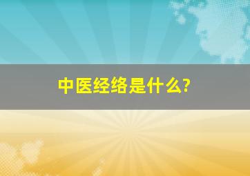 中医经络是什么?