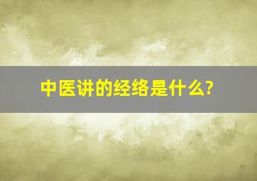 中医讲的经络是什么?