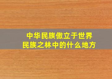 中华民族傲立于世界民族之林中的什么地方