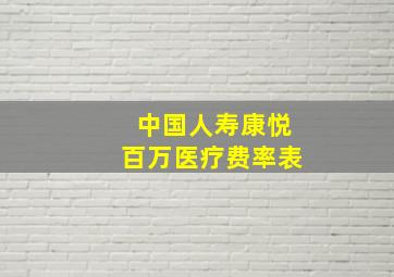 中国人寿康悦百万医疗费率表