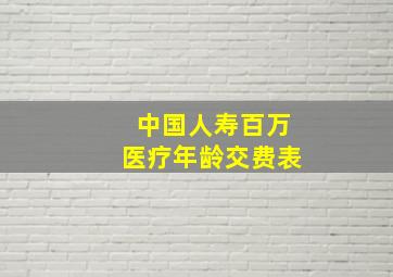 中国人寿百万医疗年龄交费表