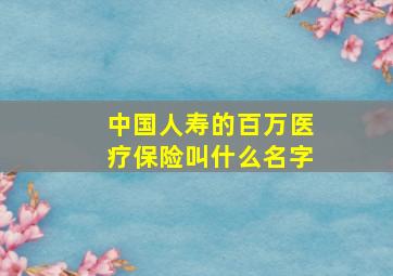 中国人寿的百万医疗保险叫什么名字