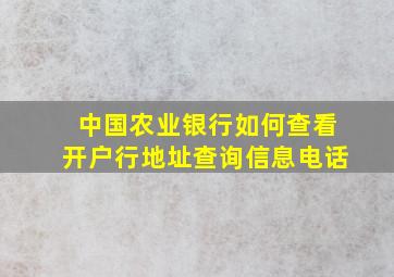 中国农业银行如何查看开户行地址查询信息电话