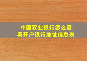 中国农业银行怎么查看开户银行地址信息表