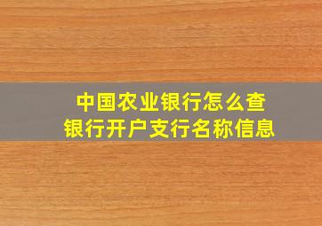 中国农业银行怎么查银行开户支行名称信息