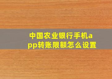 中国农业银行手机app转账限额怎么设置