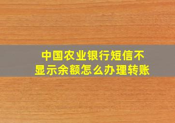 中国农业银行短信不显示余额怎么办理转账