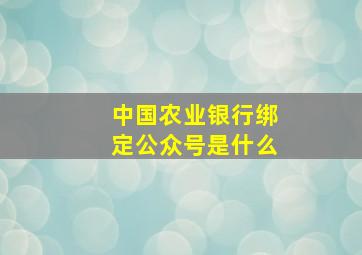 中国农业银行绑定公众号是什么