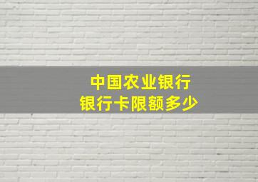 中国农业银行银行卡限额多少