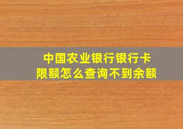 中国农业银行银行卡限额怎么查询不到余额