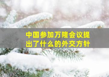 中国参加万隆会议提出了什么的外交方针