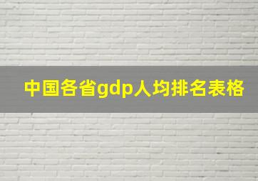 中国各省gdp人均排名表格