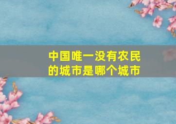 中国唯一没有农民的城市是哪个城市