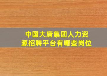 中国大唐集团人力资源招聘平台有哪些岗位