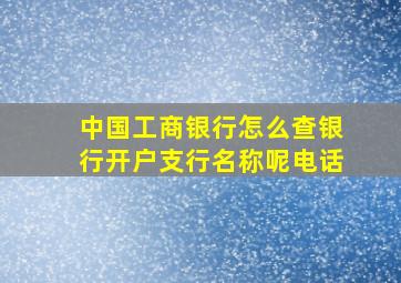 中国工商银行怎么查银行开户支行名称呢电话