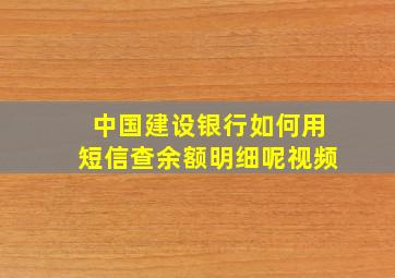 中国建设银行如何用短信查余额明细呢视频