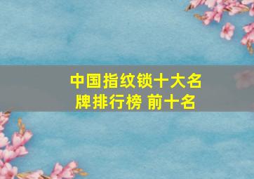 中国指纹锁十大名牌排行榜 前十名