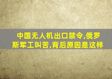 中国无人机出口禁令,俄罗斯军工叫苦,背后原因是这样