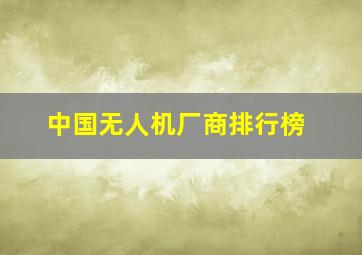 中国无人机厂商排行榜