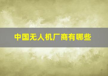 中国无人机厂商有哪些