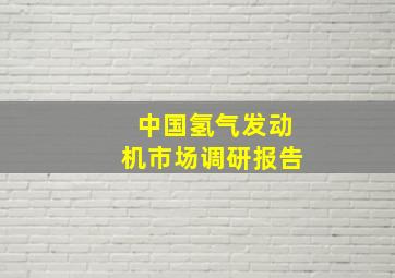 中国氢气发动机市场调研报告