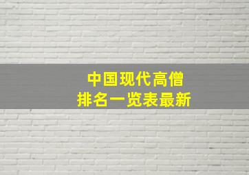 中国现代高僧排名一览表最新