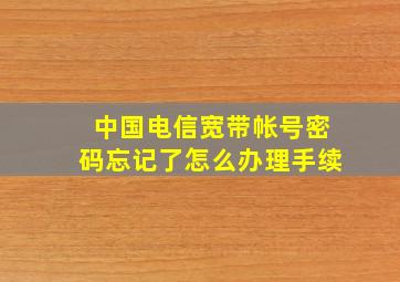 中国电信宽带帐号密码忘记了怎么办理手续