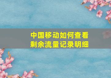 中国移动如何查看剩余流量记录明细