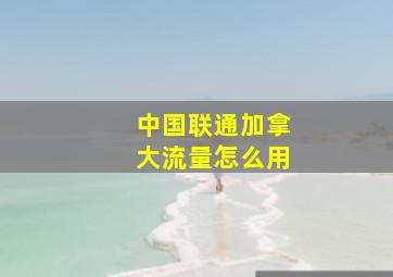 中国联通加拿大流量怎么用