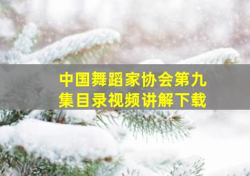 中国舞蹈家协会第九集目录视频讲解下载