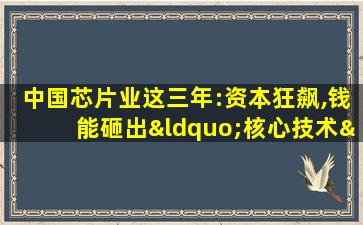 中国芯片业这三年:资本狂飙,钱能砸出“核心技术”吗?