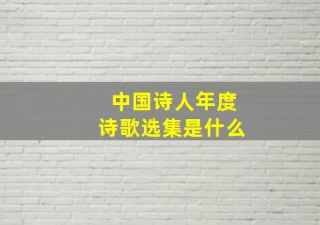 中国诗人年度诗歌选集是什么