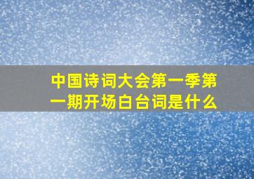 中国诗词大会第一季第一期开场白台词是什么