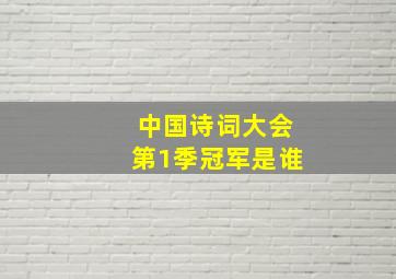 中国诗词大会第1季冠军是谁