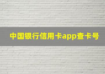 中国银行信用卡app查卡号