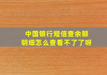 中国银行短信查余额明细怎么查看不了了呀